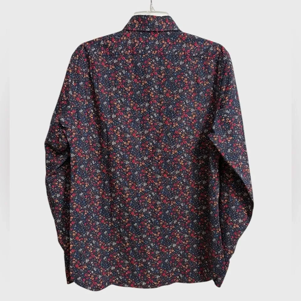 J. Crew Men's Slim Fit Floral Button-Down Shirt Size M Navy Multicolor Preppy